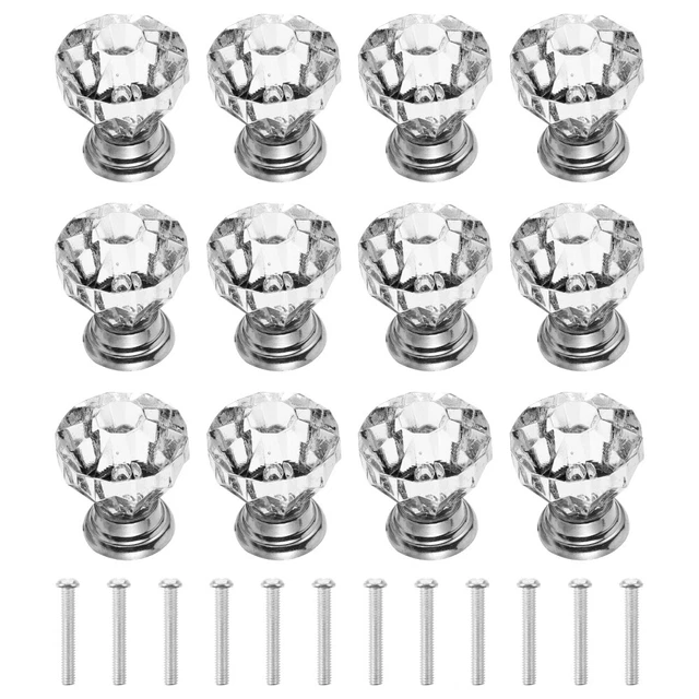 12 Pcs Kitchen Wardrobe Knob Handle Drawer Pulls Drawer Knobs Crystal Door
