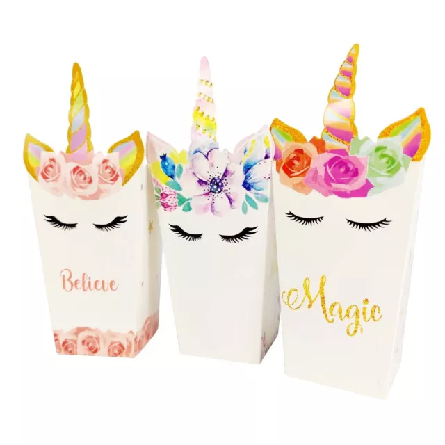 12x Unicorn Theme Party Favour and Popcorn Boxes - Princess Sweets