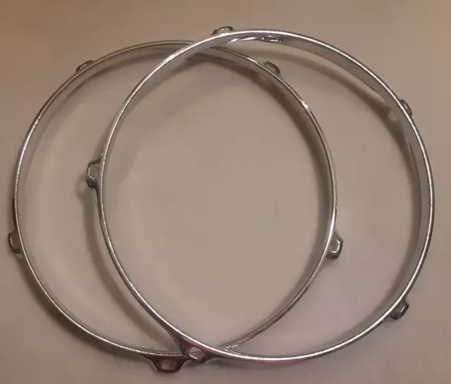 pair of 2 10" tom drum hoop/rim 5 lug, from Eastar, metal, used -excellent