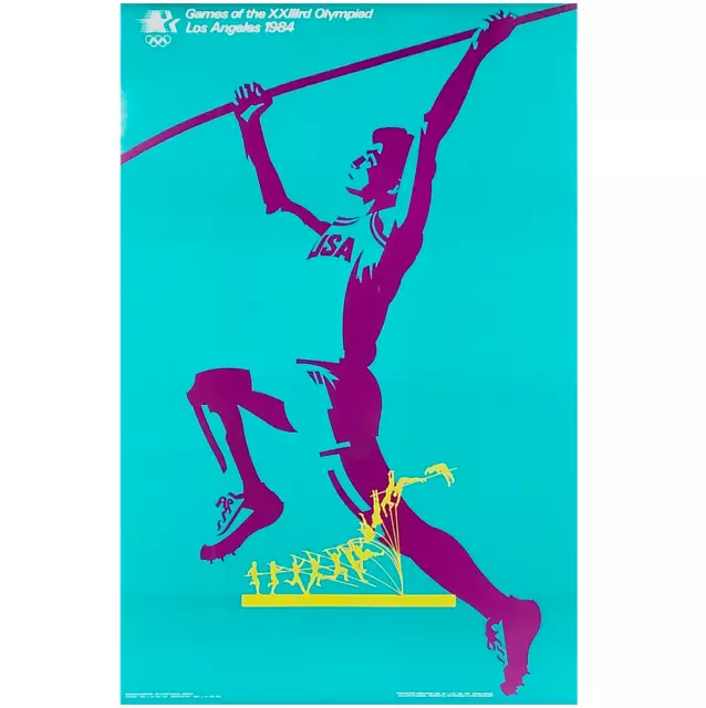 original 1984 Los Angeles Olympic Games 22x34 Pole Vaulter Olympiad poster New