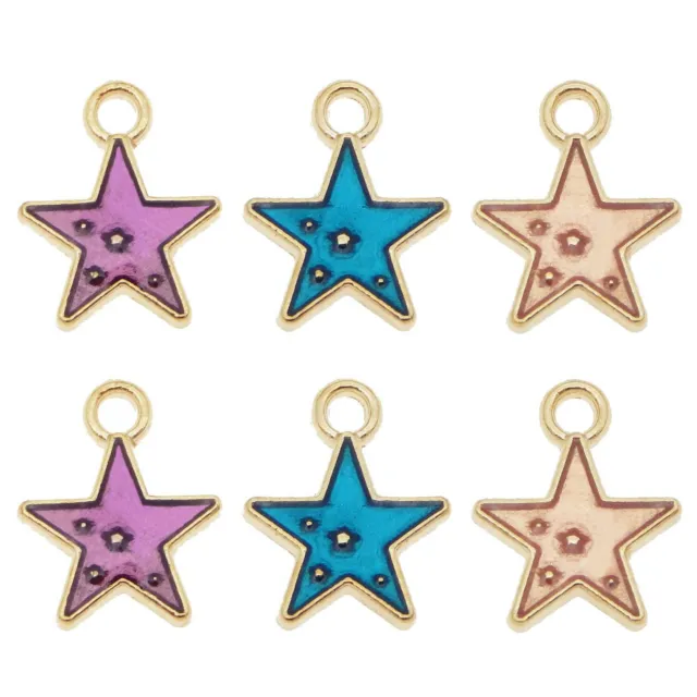 30pcs Alloy Enamel Star Charms Pendant For Bracelet Dangle Jewellery DIY 12*10mm