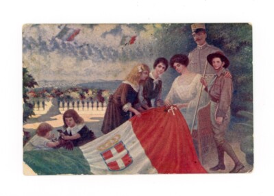 CARTOLINA V.CASTELLI SOUVENIR DE LA MARNE BANDIERA 1919 WW1 VIAGGIATA KK/007 