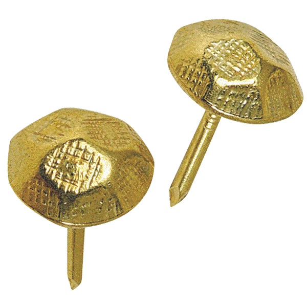 6 Pk Hillman Hammered Brass Plated Upholstery Furniture Nails @ 25/Pk 122691