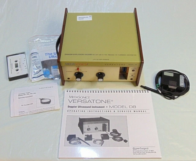 MEDASONICS Versatone Model D8 Doppler Ultrasound w/ P82 Probe S/N 3340