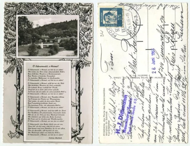 09051 - O Black Forest, O Home! - Postcard, Pforzheim 25.6.1965