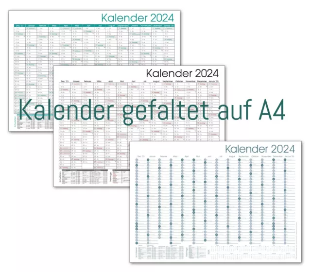 2024 Wandkalender Wandplaner Jahresplaner Büroplaner A0, A1, A2, A3, A4 gefaltet