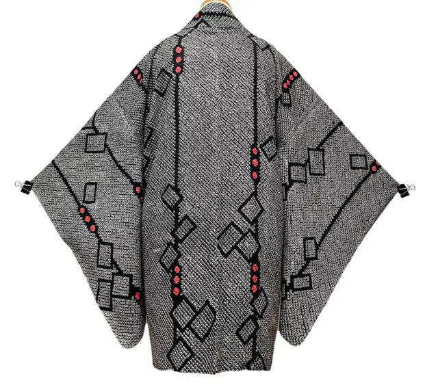 JAPANESE KIMONO SILK SHIBORI HAORI / 0.59kg /BUY 3 ITEMS SHIPPING $33 /LIMIT 2kg