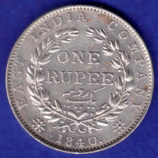 British India-1840-Continues Legend-Victoria-One Rupee-Very Rare Silver Coin