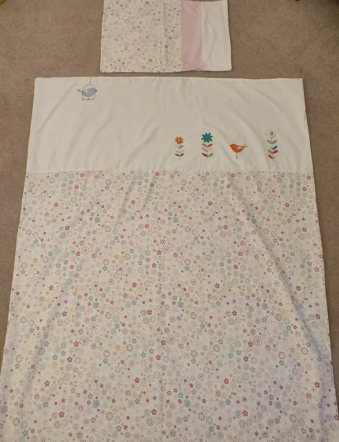Dunelm Embroidered Cot Duvet Cover And Pillowcase Set 120 X 150cm