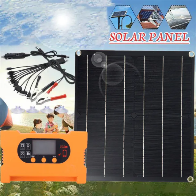 50W Solar Panel 12V Trickle Charger Battery Charger Kit Maintainer Boat Car RV