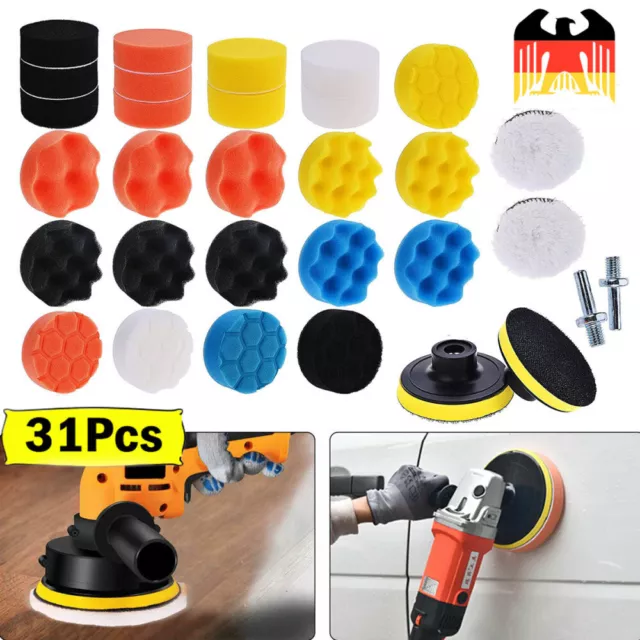 31X Car Polisher Polishing Clean Pads for Drill Sponge Buffer Waxing Buffing Set