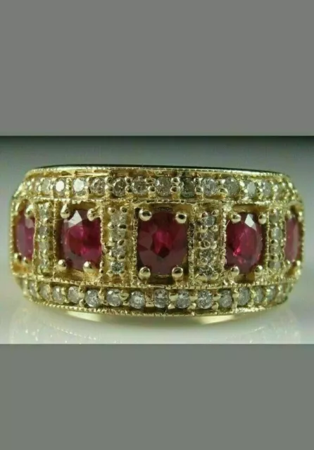 Bague de mariage en diamant simulé rubis taille ovale 4,50 ct plaqué or...