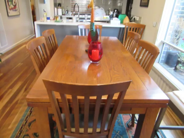 Dining Table with 8 chairs and Matching Buffet-Solid Malaysian Oak.