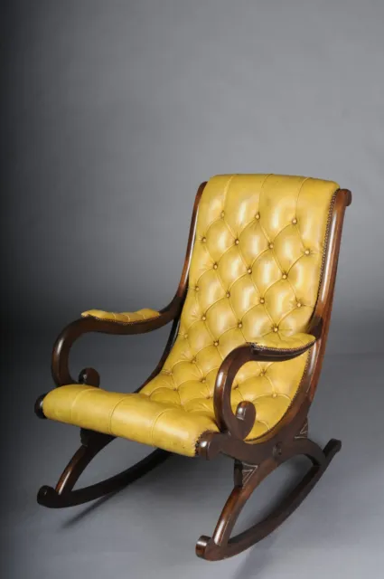 Antique English Chesterfield-Schaukelstuhl Rocking Chair