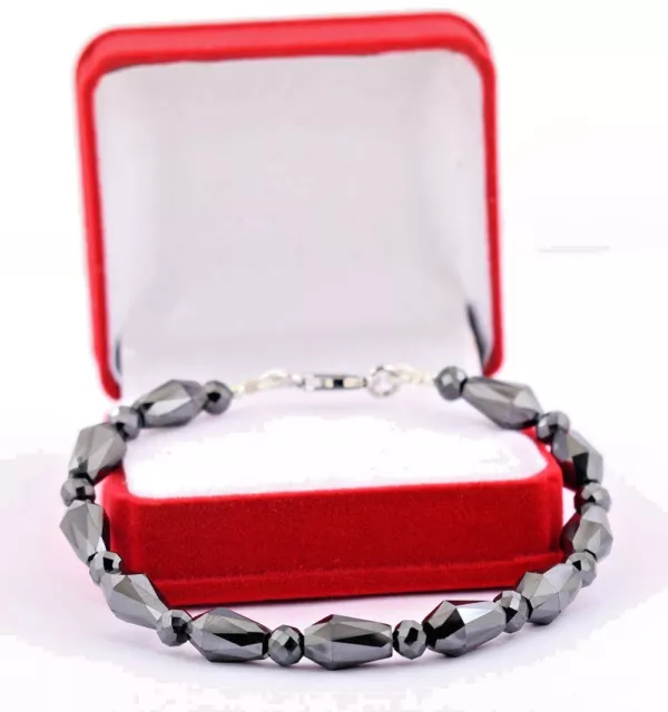 Black Diamond IGL Certified Super Shine Fancy Shape faceted Beads 8"Inc Bracelet