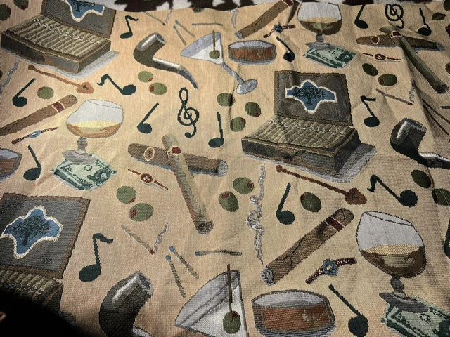 New!!  Cigars, Pipes, Martinis Tapestry  Fabric-42"  L  X  36"  W