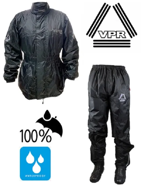 Men Waterproof Motorcycle Motorbike 2 Piece Rain Over Jacket Trouser Suit