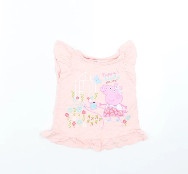 Nutmeg Girls Pink  Cotton Basic T-Shirt Size 2-3 Years Round Neck  - Peppa Pig