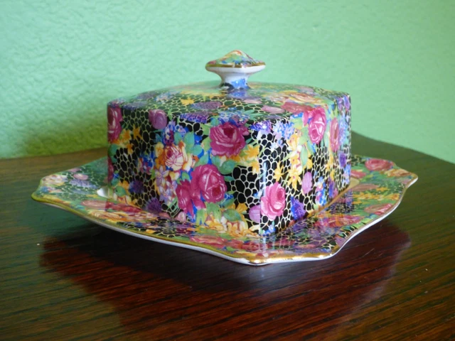 *LIGHT WEAR Royal Winton Grimwades Hazel Floral Chintz Cheese Butter Dish UK