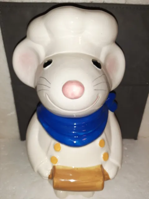 Metlox Chef Pierre Mouse Baker Rolling Pin Ceramic Cookie Jar Vintage USA