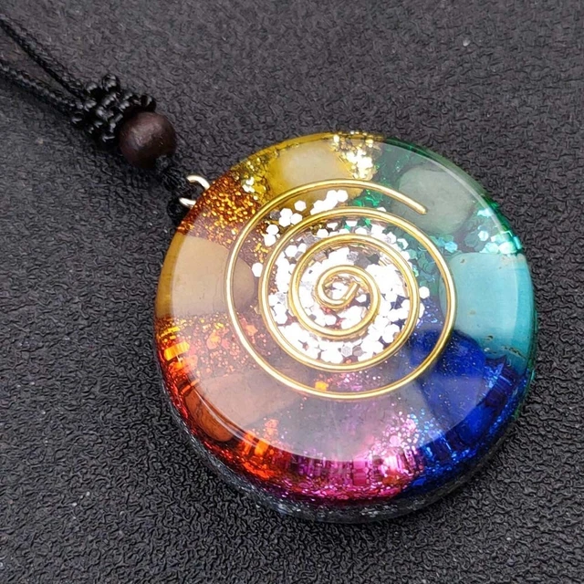 Orgonite Pendant Necklace Emf Protection Healing Crystal Sacred Geometry Chakra