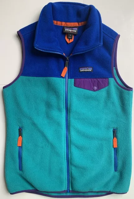 Patagonia Synchilla Women's Teal Blue Purple Color Block Snap-T Vest Size S