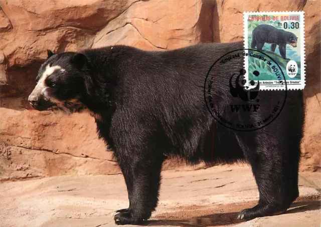 E0008 WWF Maximum Card 1991 Fauna Animals Bolivia Spectacled Bear