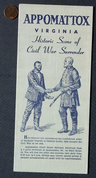 1961-65 Civil War Centennial Era Appomattox Virginia brochure Lee & Grant RARE--