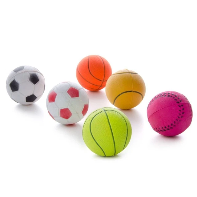 6x Fußball Hundespielzeug Hunde Fuß Tennis Basket Base Ball Gummi Bälle 6 Stück