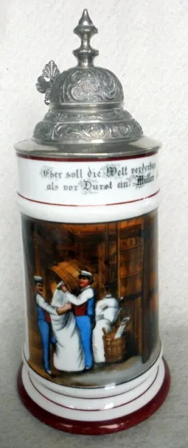 ALT Humpen Bierkrug Zunftkrug Müller Krug um 1900 Porzellan Sammelkrüge