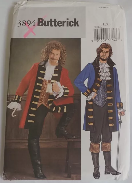 Butterick Sewing Pattern 3894 Men's Pirate Costume - L - XL 107cm - 122cm Chest