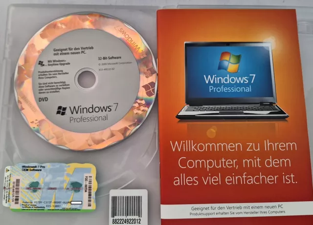 Microsoft Windows 7 Professional, Deutsch, 32 Bit