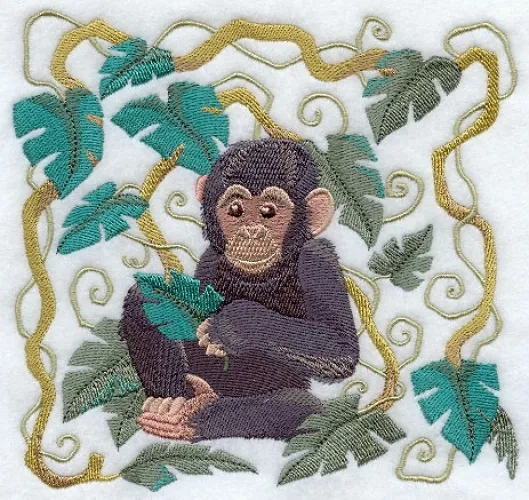 Embroidered Sweatshirt - Art Nouveau Chimpanzee C9538 Sizes S - XXL