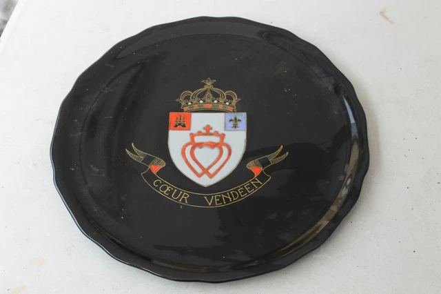 ASSIETTE PLAT LONGWY Céramique Noire émaillée coeur vendéen peint à main