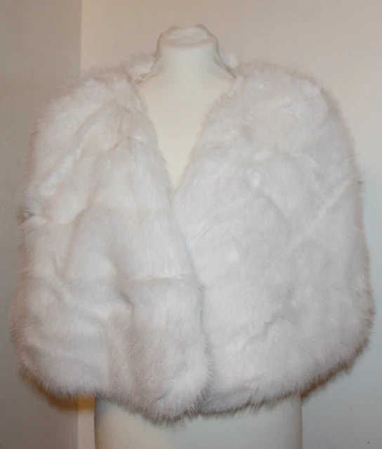 Stola da sposa donna poncho giacca da sera corta soffice effetto pelliccia pelliccia sintetica bianca