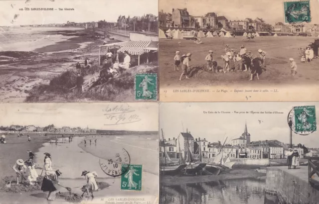 Lot de 4 cartes postales anciennes postcards LES SABLES-D'OLONNE VENDEE 3