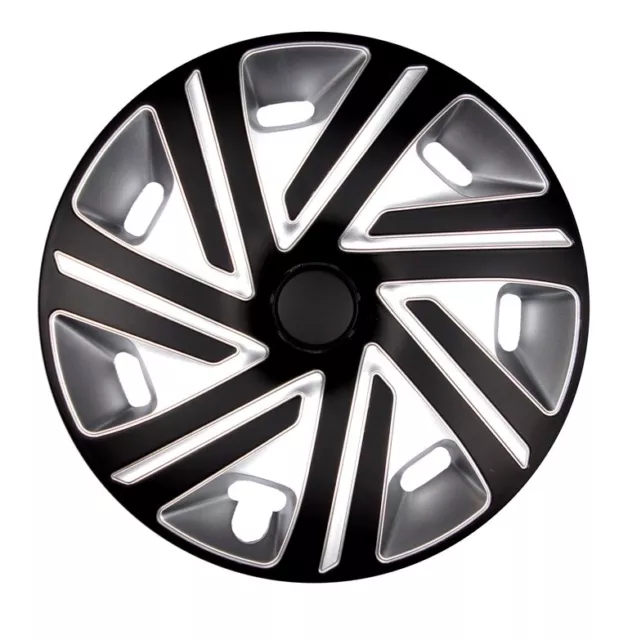 4x Premium Design Copricerchi Coprimozzi Verniciato 15 Pollici #32 Nero Argento