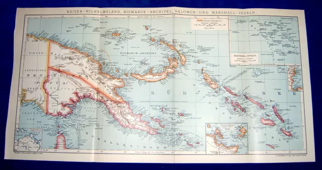 KAISER WILHELMS LAND BISMARCK ARCHIPEL Landkarte um 1902 Papua Neuguinea