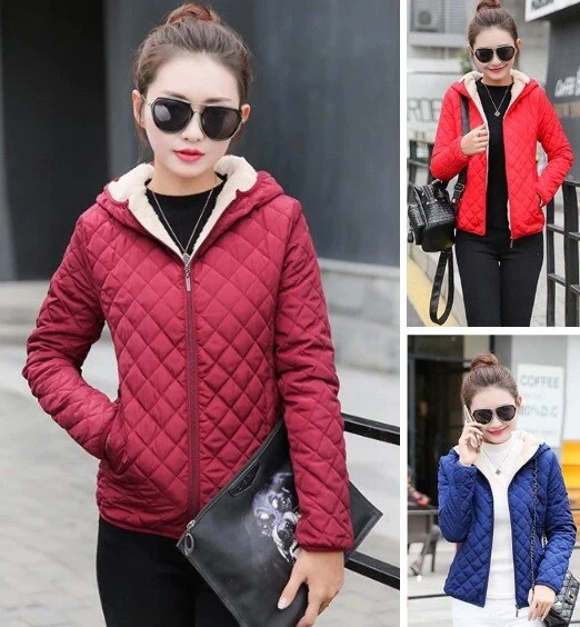 Caldo Giacche per Donne Inverno Plus Velluto Agnello con Cappuccio Slim Cotone