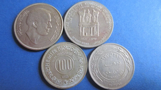 Jordanie Lot 100 Fills 1965 + 1977, 1/4 Dinar 1974 + 1977 En Ttb Jusqu'À Sup