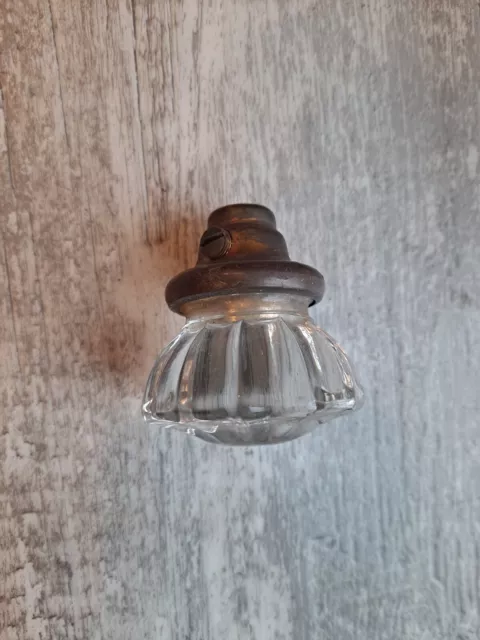 Antique Crystal Clear Glass Brass Door 12 Point Knob Architectural Salvage 3
