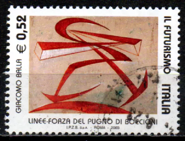 Italia 2003 - € 0,52 - Linee-forza del pugno di Boccioni di Giacomo Balla