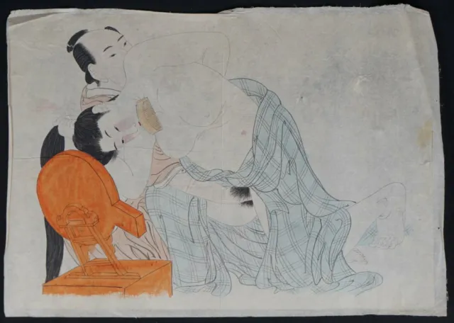 Japan painting Shunga 1880s antique Japanese erotic art-craft on paper H