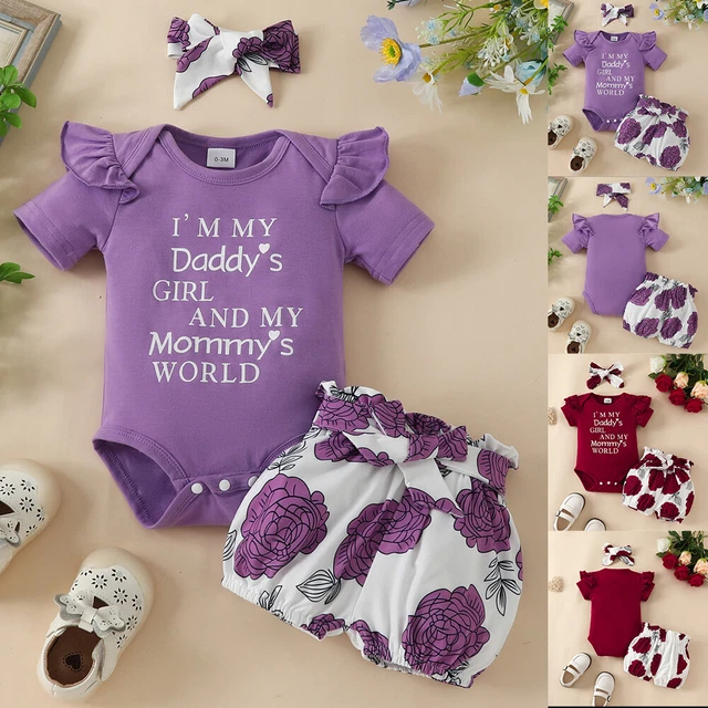 Newborn Baby Girl Ruffle Romper Tops Short Pants Floral Clothes Outfits Set