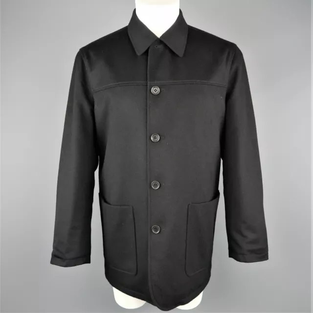 ERMENEGILDO ZEGNA 38 Black Wool / Cashmere Reversible Car Coat