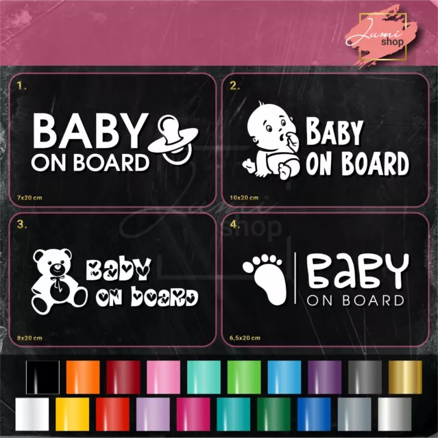 Aufkleber Baby on Board Kind an Bord Sticker Auto Folie Kids Tour Klebefolie