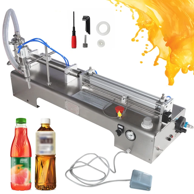 Horizontal Pneumatic Liquid Filling Machine for Bottle Mouth Dia 0.16-0.63in