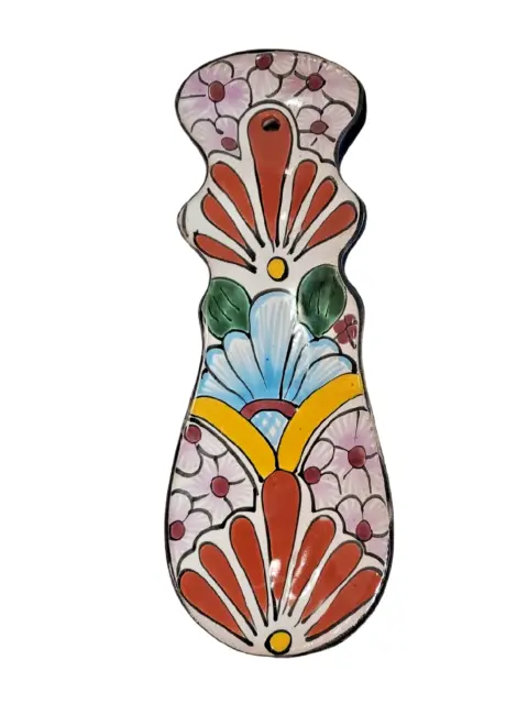 "Cuchara de cerámica Talavera descanso multicolor pintada a mano decoración de cocina mexicana 10"