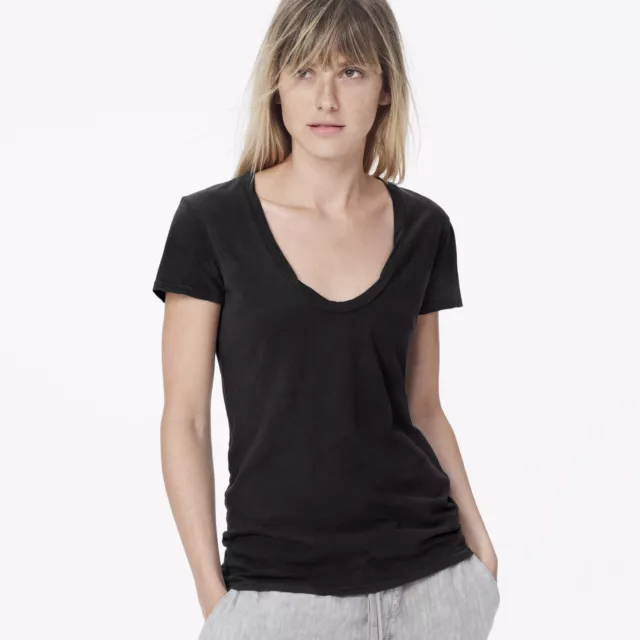 NWT JAMES PERSE Sz2(M) HIGH GAUGE DEEP CAP SLEEVE JERSEY TEE BLACK $95