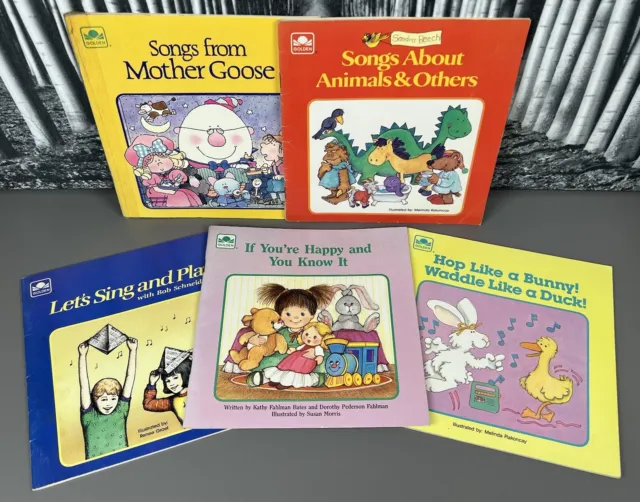 Vintage Golden Song Book Childrens Songs Nursery Rhymes 1980's Lot of 5